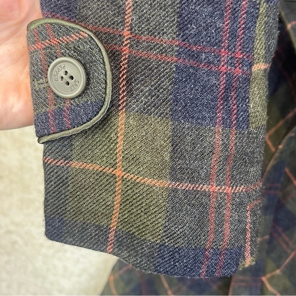 Salt & Pepper Plaid Wool Trench Coat Grunge Dark Academia Muted Whimsigoth - Picture 9 of 16